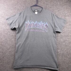 Thrasher Magazine Shirt Mens Medium Gray Flame Logo Skate Graphic T Shirt Tee